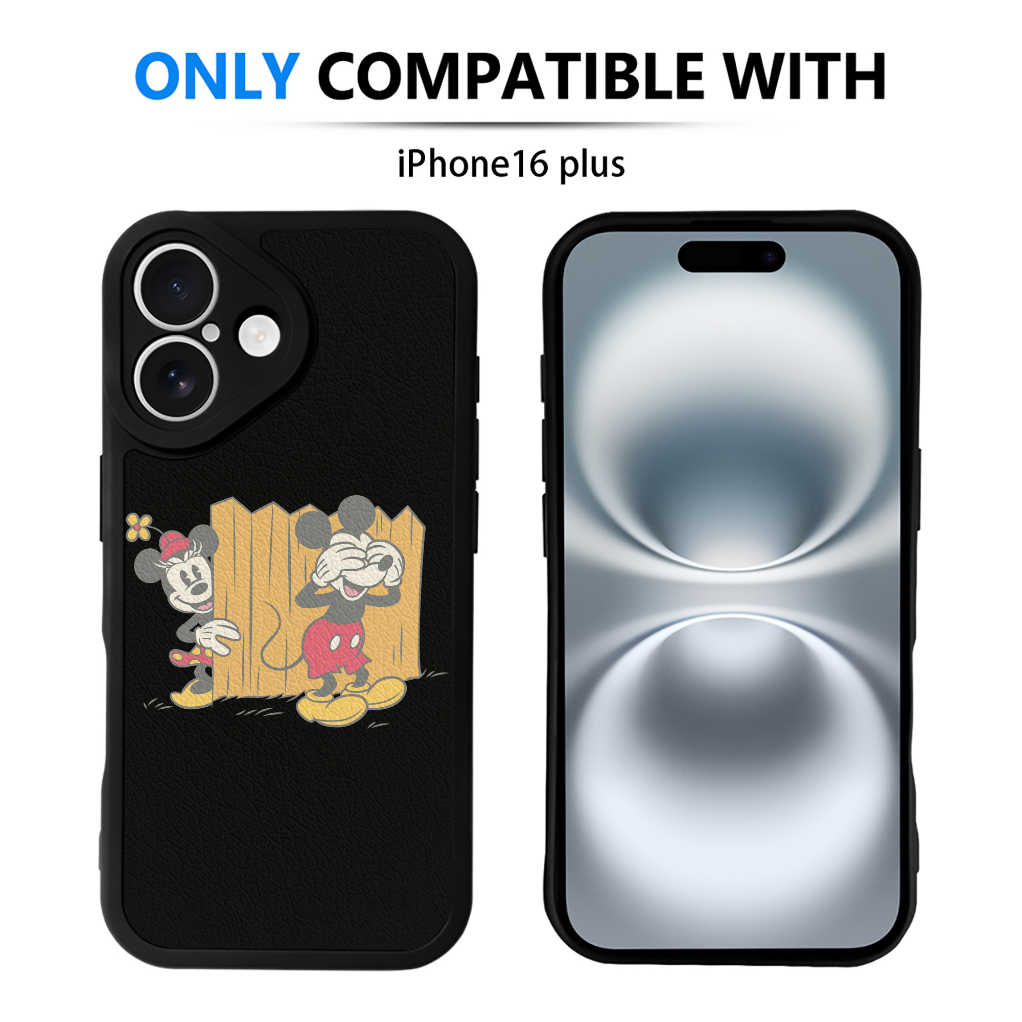（画像用） ミッキーマウス Mickey Mouse 【iPhone 16シリーズ対応】シリコンスマホケース（レザー調） 材質：シリコン